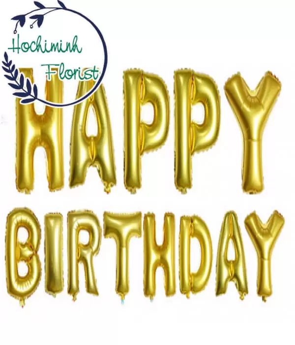 Gold Letters Birthday Balloons