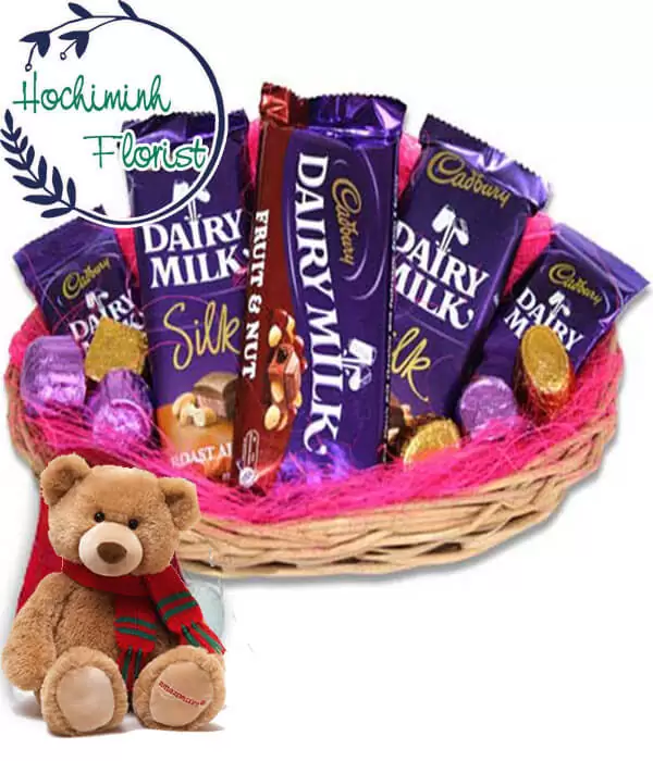 Cadbury Chocolate Basket and Teddy