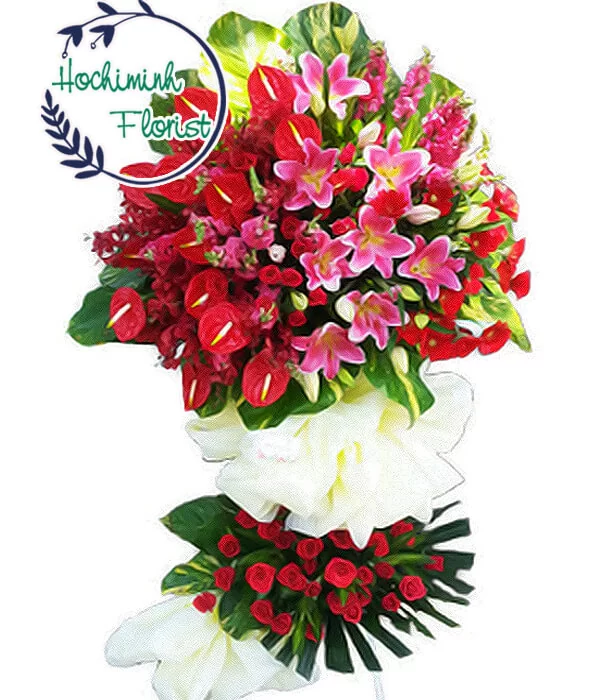 Opening Ceremony Bouquet of Pink Lilies & Red Velvet Flowers